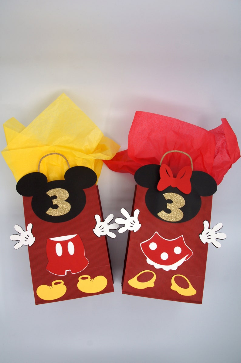 Mickey Favor bags,Mickey Minnie Party favor. Mickey Mouse Birthday bags Minnie Party bags Mickey Minnie Birthday Mickey Mouse Bags
