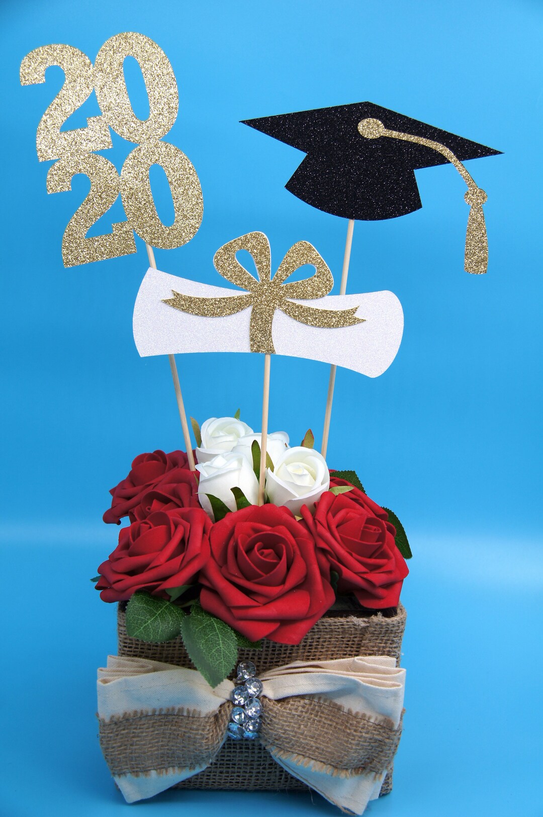 2023 Graduation Centerpieces, Grad Cap, 2023, Diploma, Glitter Grad