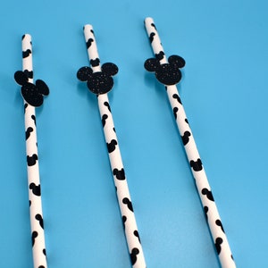 12 Mickey Mouse Straws Glitter Straws Mickey Mouse Birthday Straws Mickey Mouse Baby Shower Straws Mickey Mouse Decor