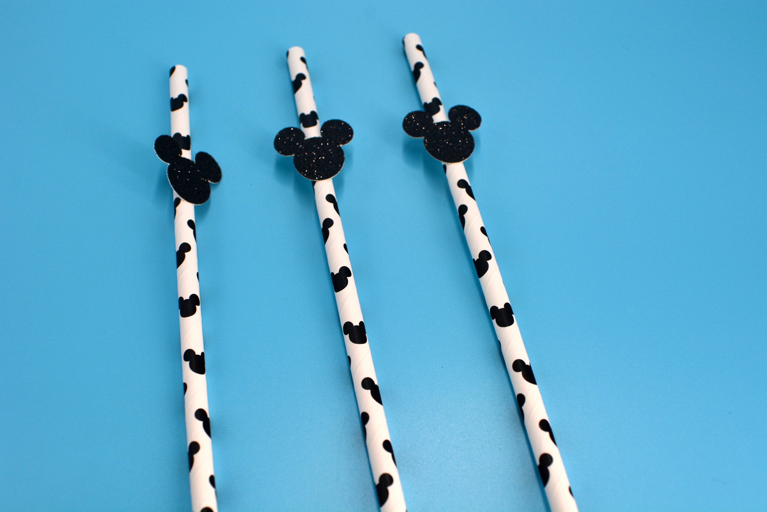 12 Mickey Mouse Straws Glitter Straws Mickey Mouse Birthday Etsy