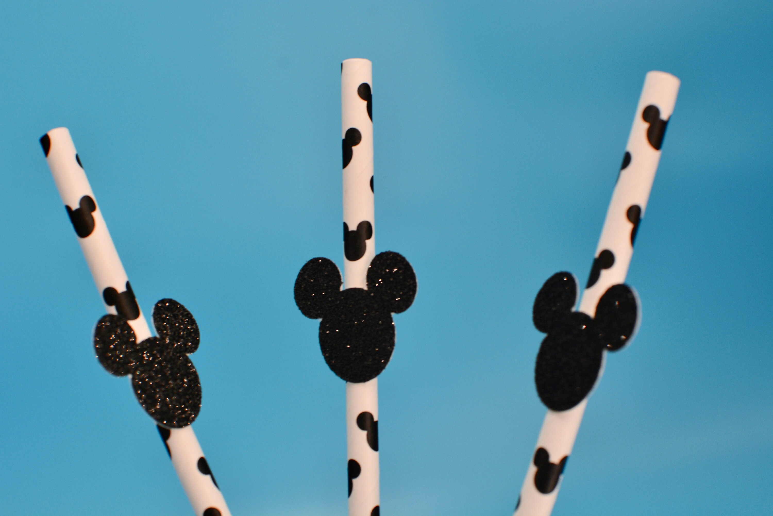 12 Mickey Mouse Straws Glitter Straws Mickey Mouse Birthday Etsy