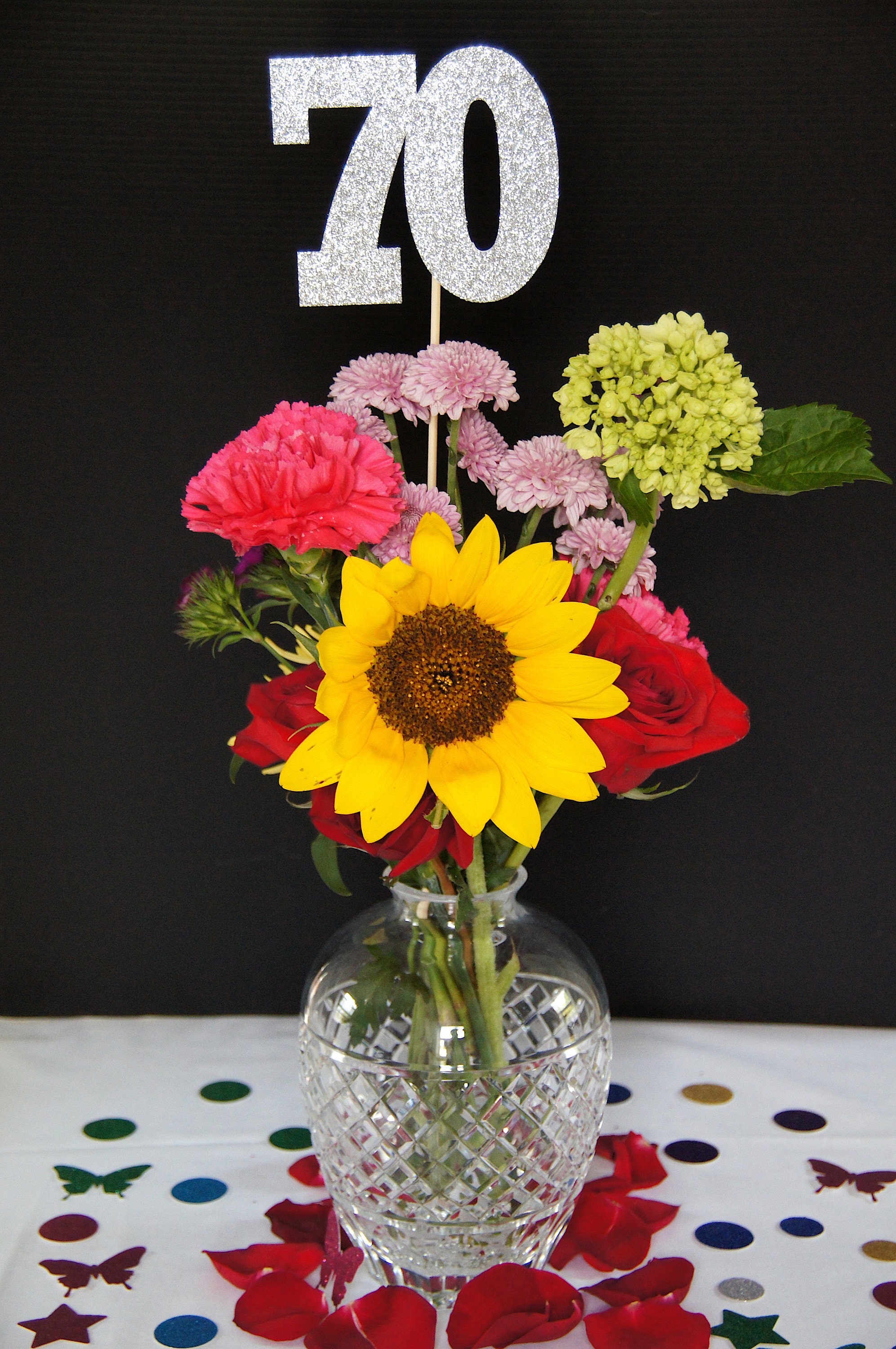 Birthday Centerpiece 70th Anniversary 70th Celebration 70th Etsy