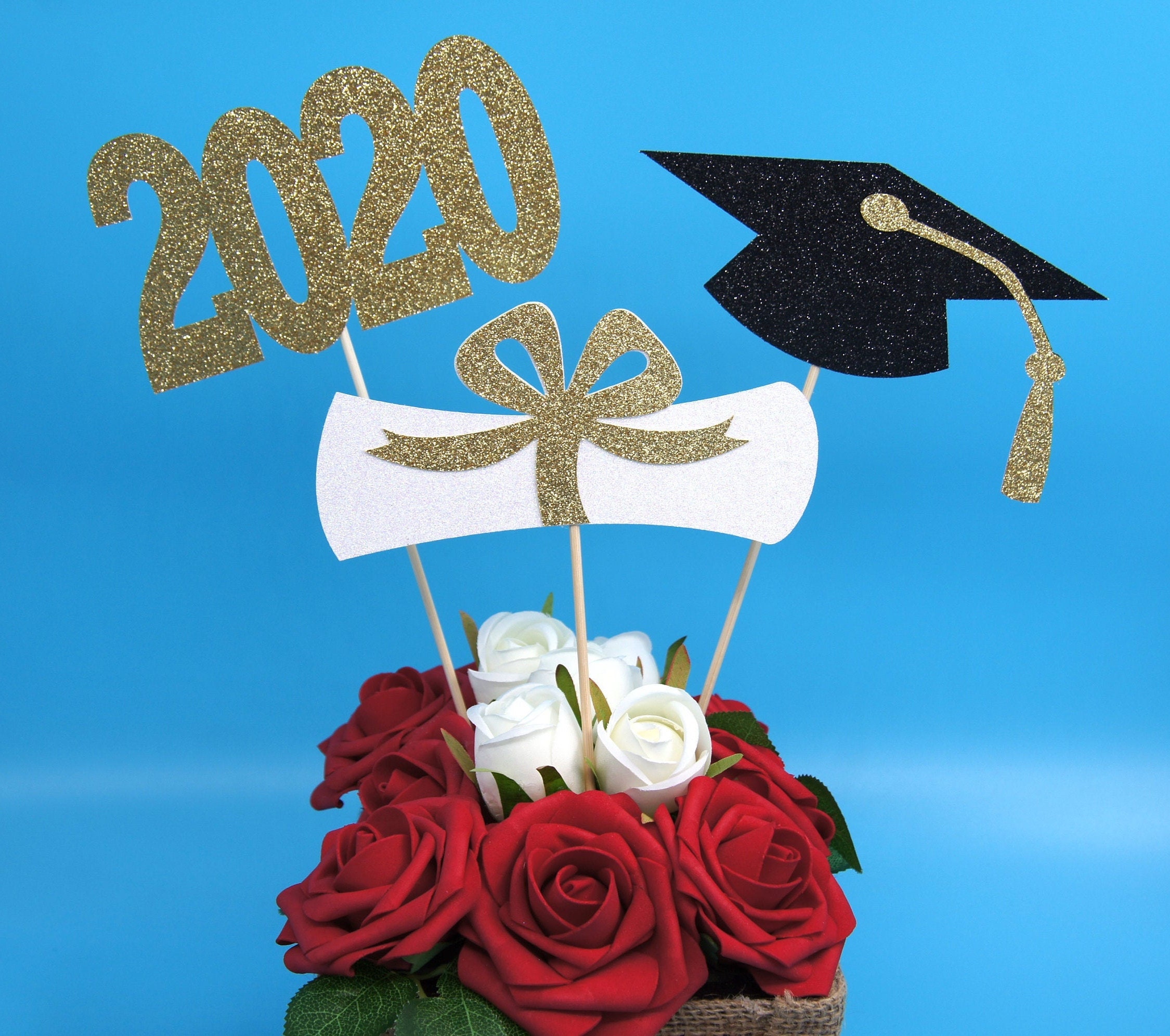 2022 Graduation Centerpieces Grad Cap 2022 Diploma Glitter Etsy