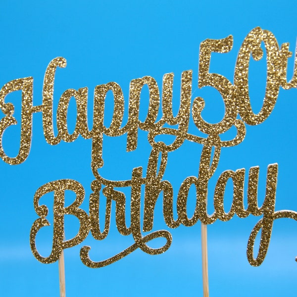 Any Number Glitter Personalized, Happy Birthday Cake Topper, birthday cake topper, 50th birthday cake topper