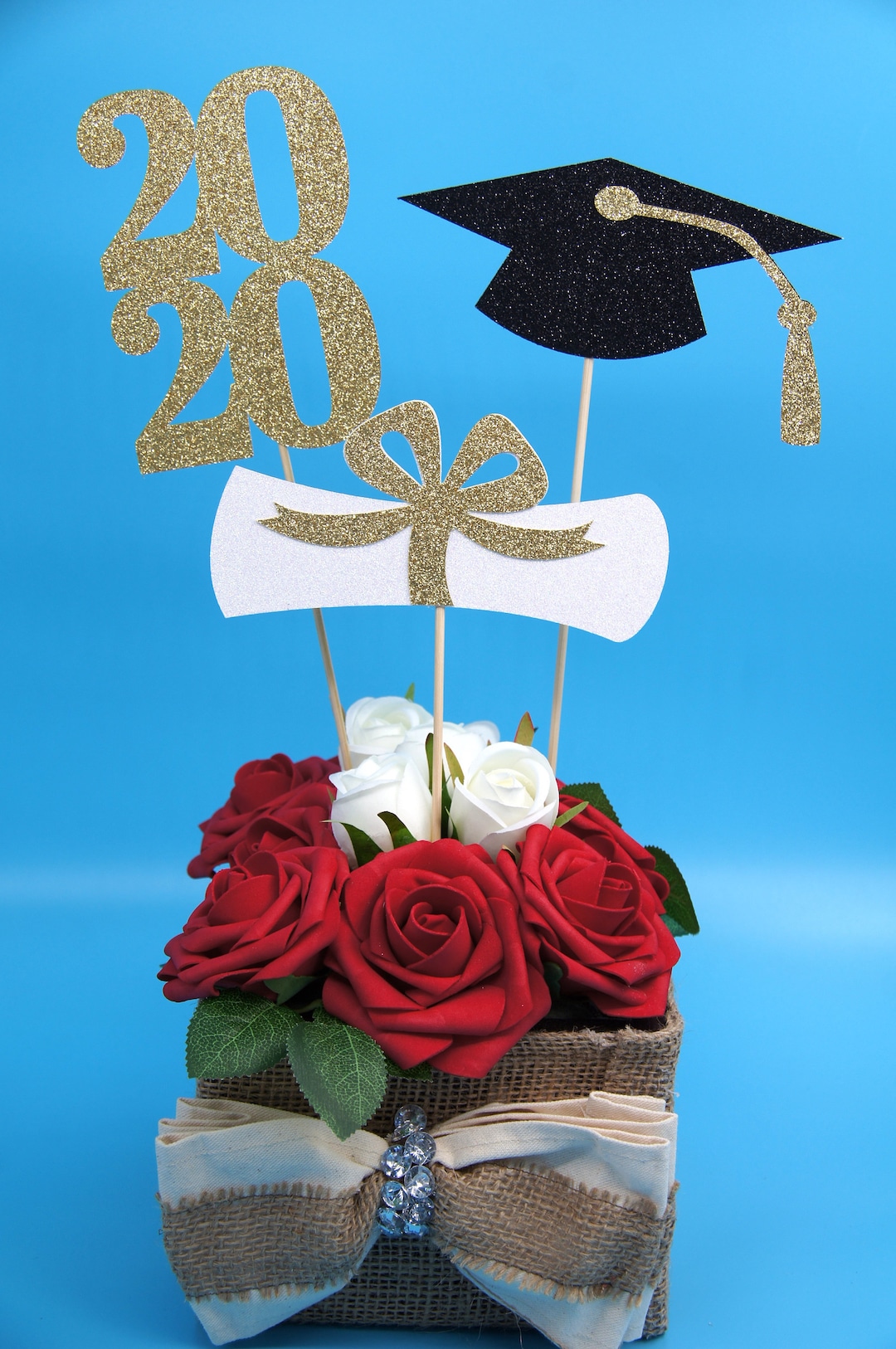 2025 Graduation Centerpieces, Grad Cap, 2025, Diploma, Glitter Grad Cap