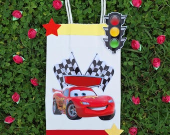 Cars birthday party favor bags, Lightning McQueen Party theme, Cars Lightning Mcqueen favor bags, Cars party decorations
