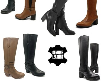 ladies black leather biker boots uk