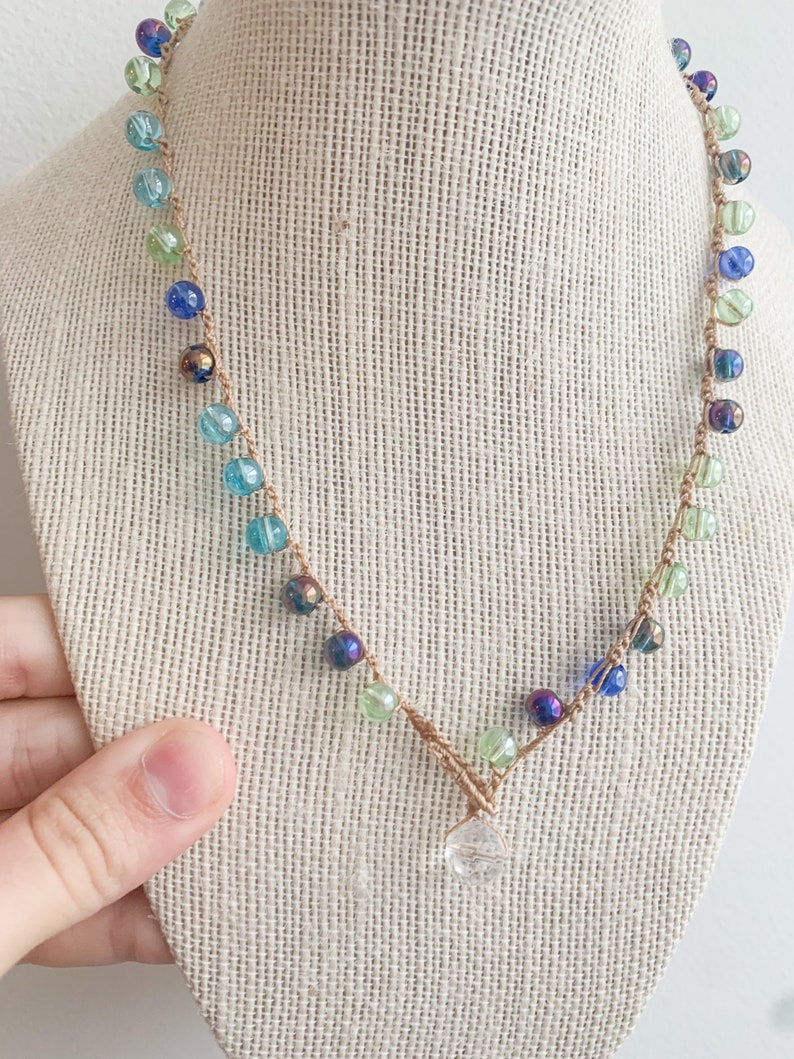 Blue /& Green Mermaid Crochet Necklace