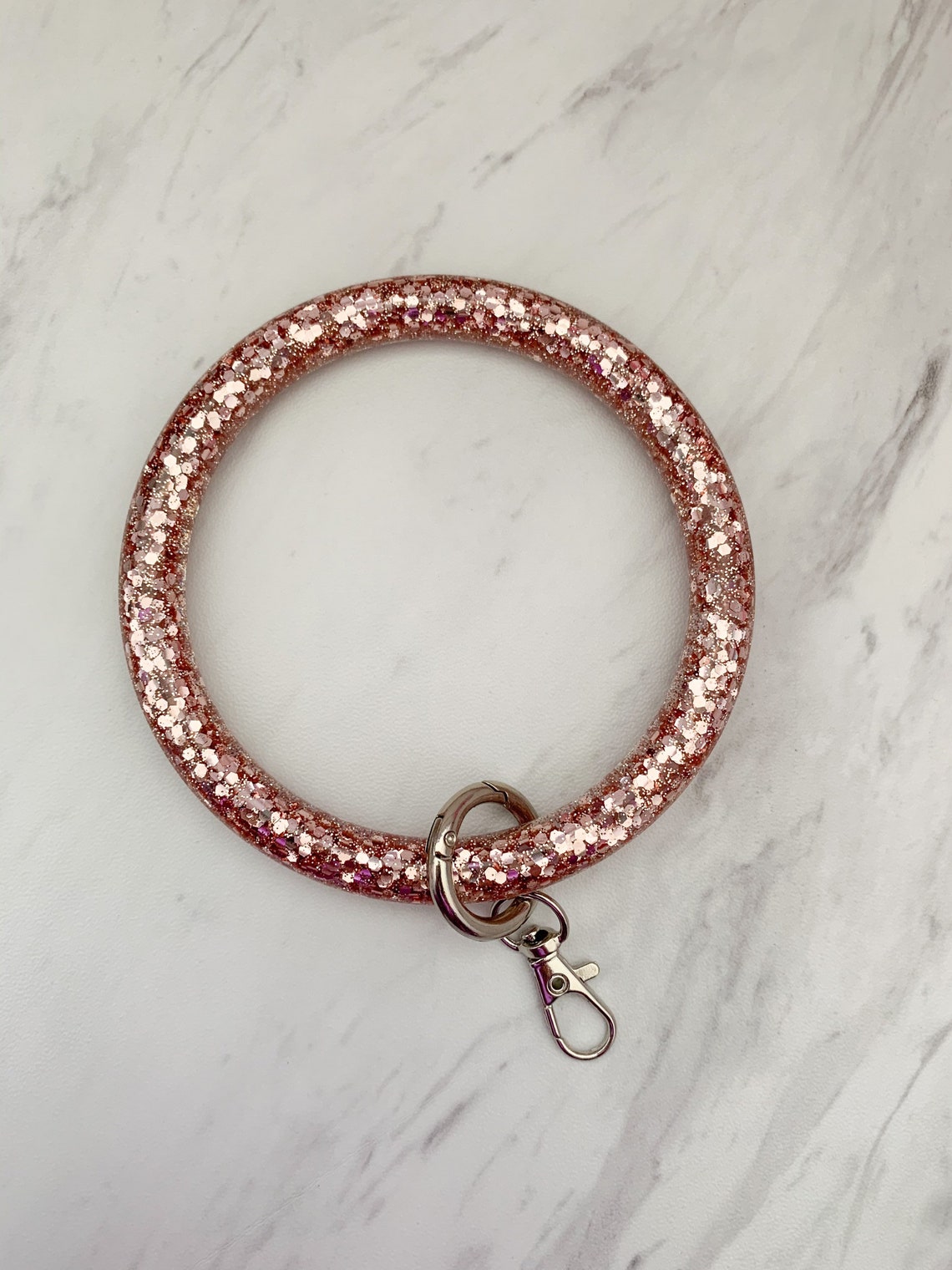 Rose Gold Glitter Key Ring Etsy