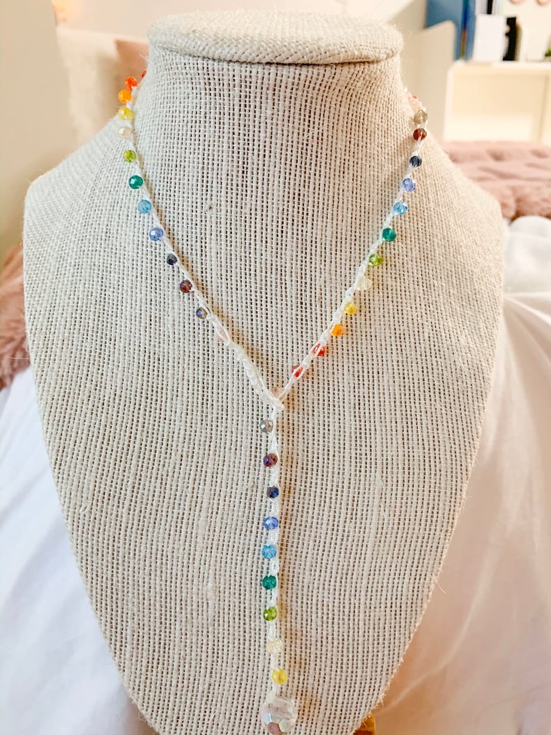Rainbow Crystal Crochet Necklace