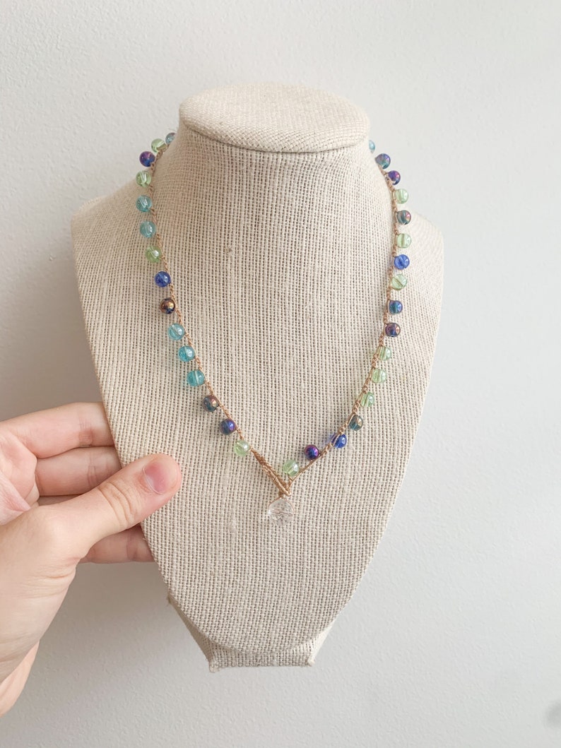 Blue /& Green Mermaid Crochet Necklace