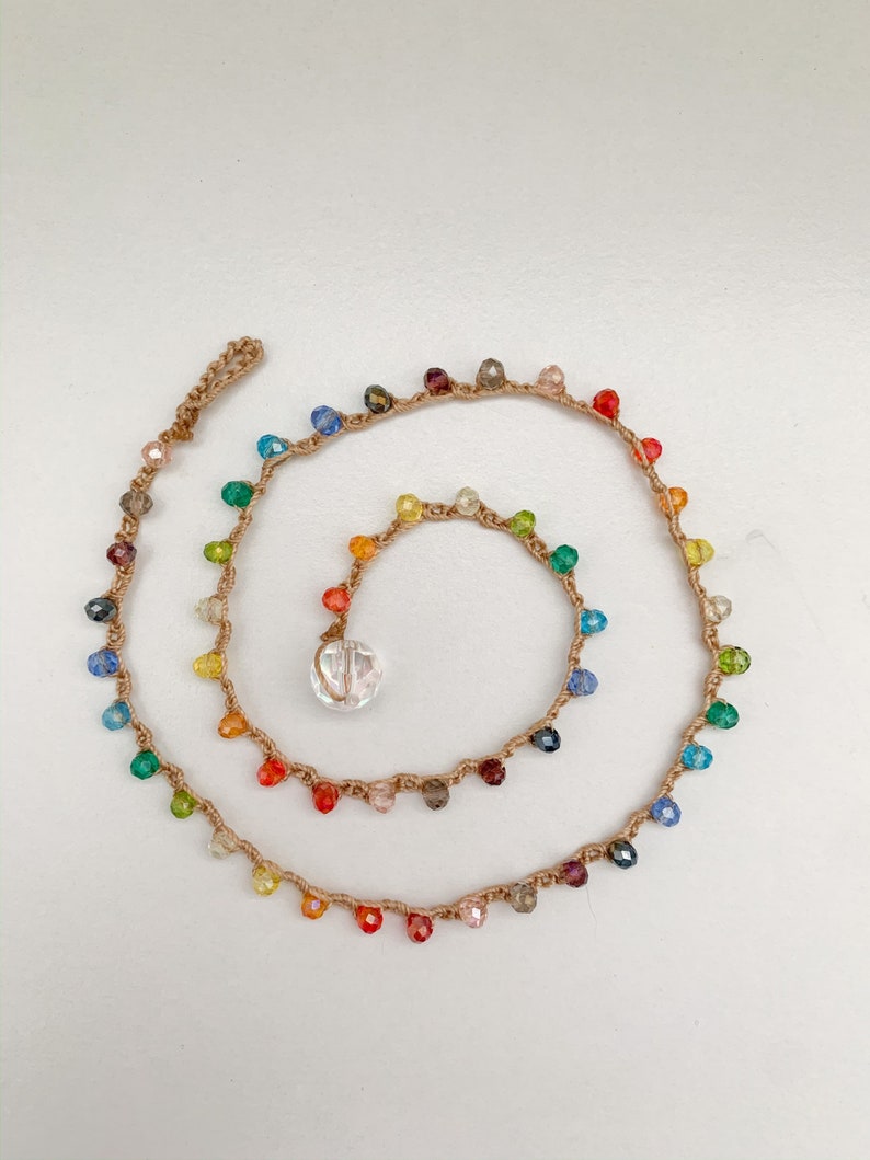 Rainbow Crystal Crochet Necklace