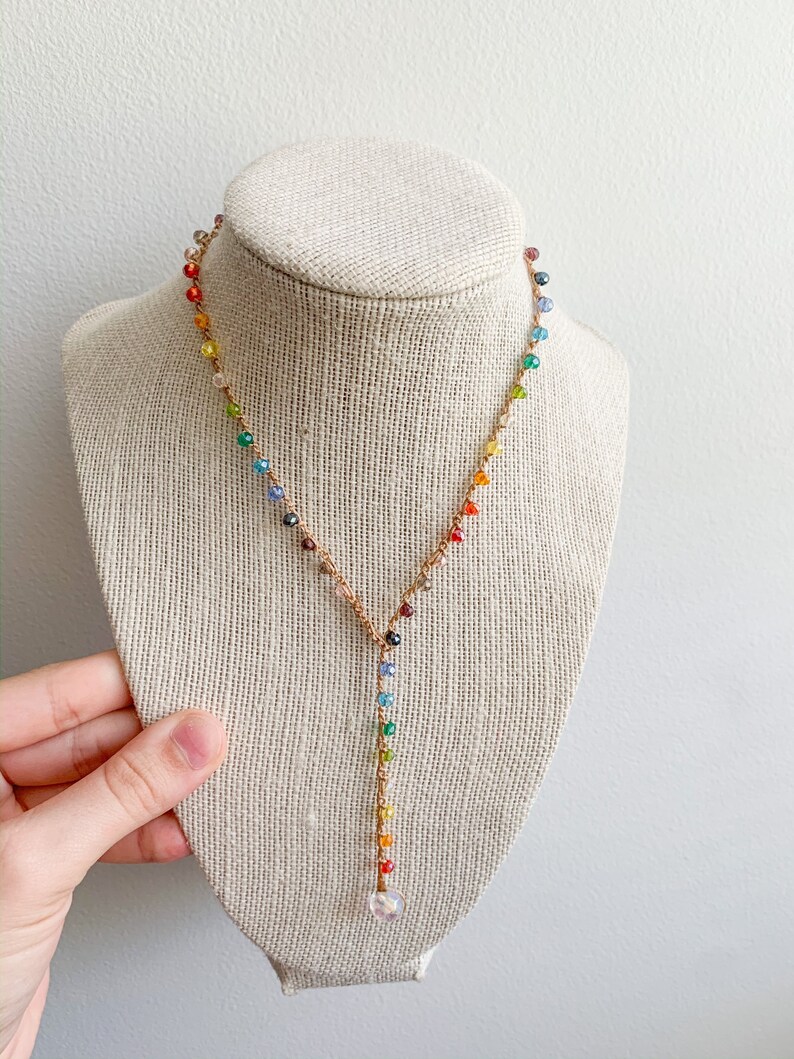 Rainbow Crystal Crochet Necklace