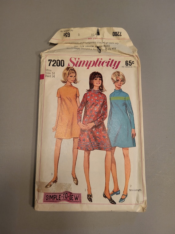 Vintage Used 1967 Simplicity Dress Pattern - Size 