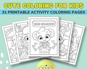Coloring Pages for kids, Cute Animals Activity Pages, Printable Cute Animals Coloring Pages,  Printable Holiday Coloring for Kids and Teens