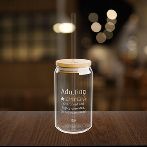 One Star Review Adulting Sipper Glass, Adulting coffee cup, Adulting coffee mug, Coffee mug, One Star Review Coffee, Funny Gift