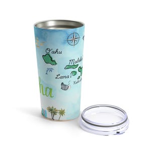 Vaso de viaje de Hawái, vaso de Hawái, mapa de Hawái, Hawái, Hawái, taza de café de Hawái, taza de café de Hawái, taza de café, taza de café de viaje