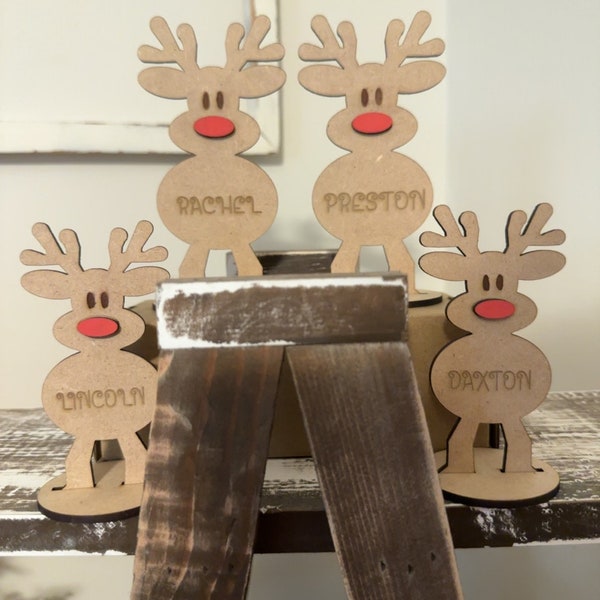 Personalized Freestanding Reindeer, Family Christmas Decor