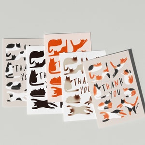Confezione da 10 biglietti di ringraziamento per gatti • Tabby Calico Siamese Nero Bianco Zenzero Arancione • Nota di gratitudine giocosa Regalo per lui e lei Carini saluti A6