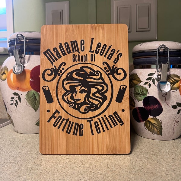 Madame Leota, school of fortunetelling haunted mansion inspired Decorative Bamboo cutting board art 8.6 x 5.8