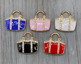 Bag Charm Pendants 2 Red Handbag Charms 20mm 3D