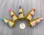 3D Lipstick Charms With Pearls XLG Designer Inspired DIY Bracelets Necklaces Jewelry Charms-Affordable DIY Phone case Embellishment