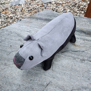 Realistic looking SKINNY two tone gray and black Plush Guinea Pig