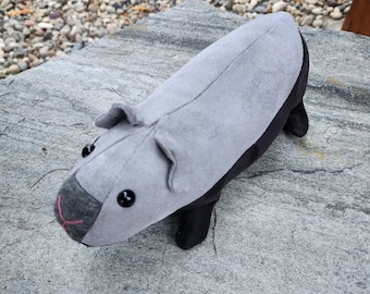 Realistic looking SKINNY two tone gray and black Plush Guinea Pig