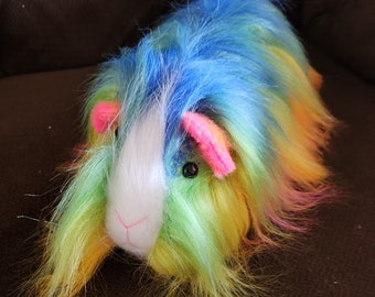 Plush, long fur Rainbow Cuy (large guinea pig)