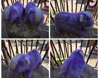 Realistic looking HANDMADE purple and white fur Plush CUY size Guinea Pig