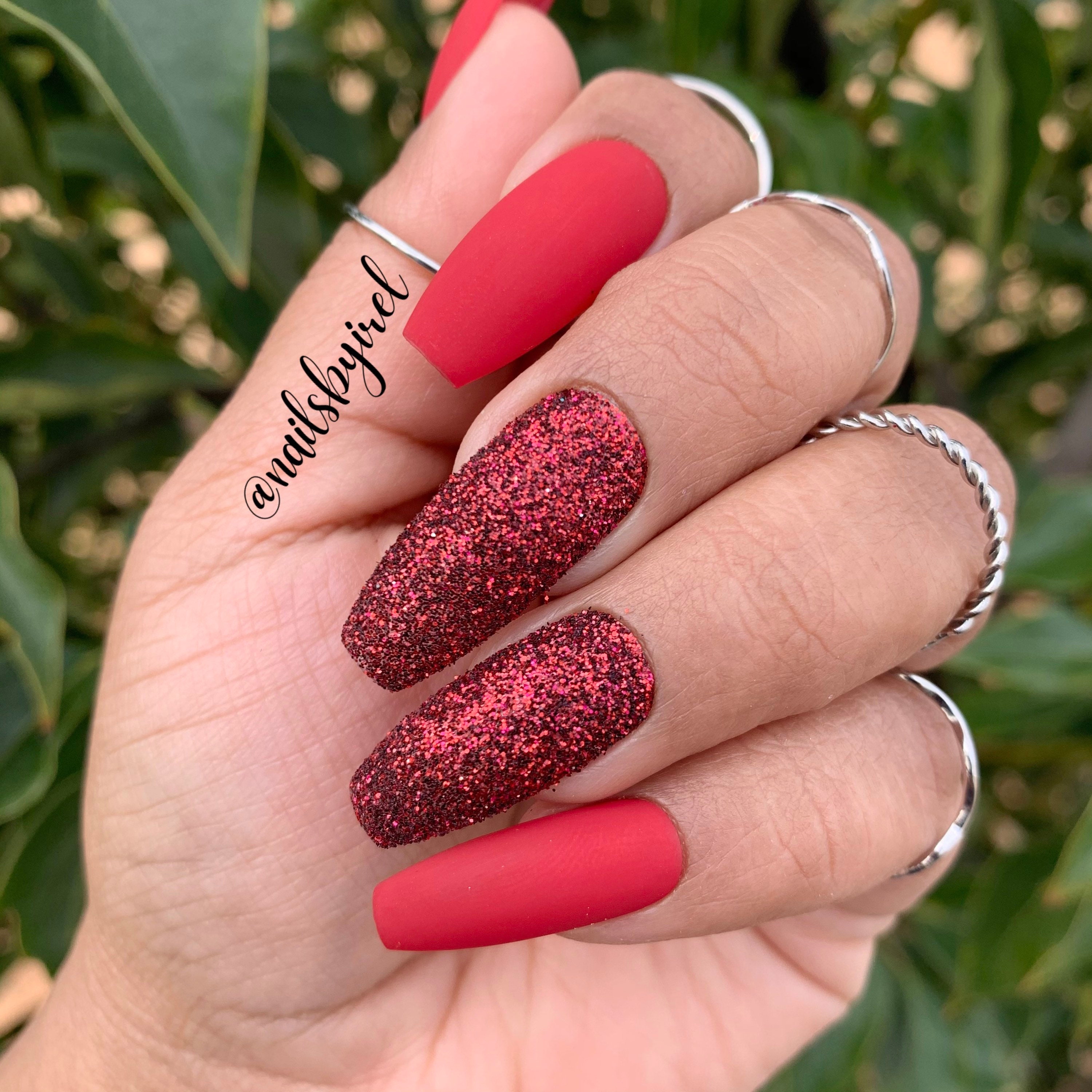 Amor Press On Nails Red Nails Red Press On Nails Hand Etsy