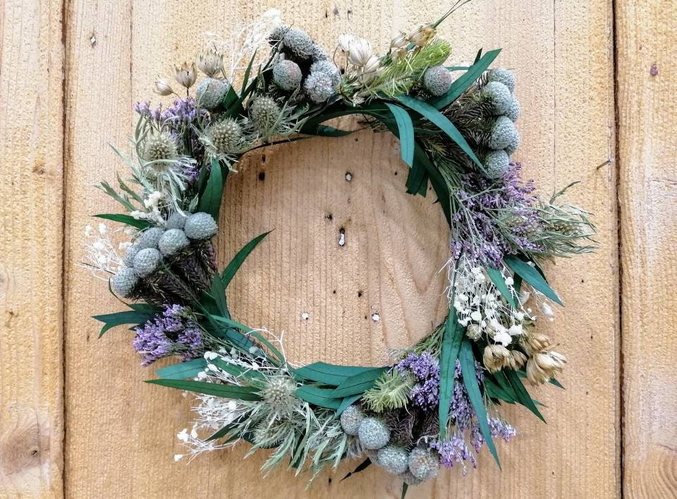 Couronne de Fleurs Séchées et Stabilisées