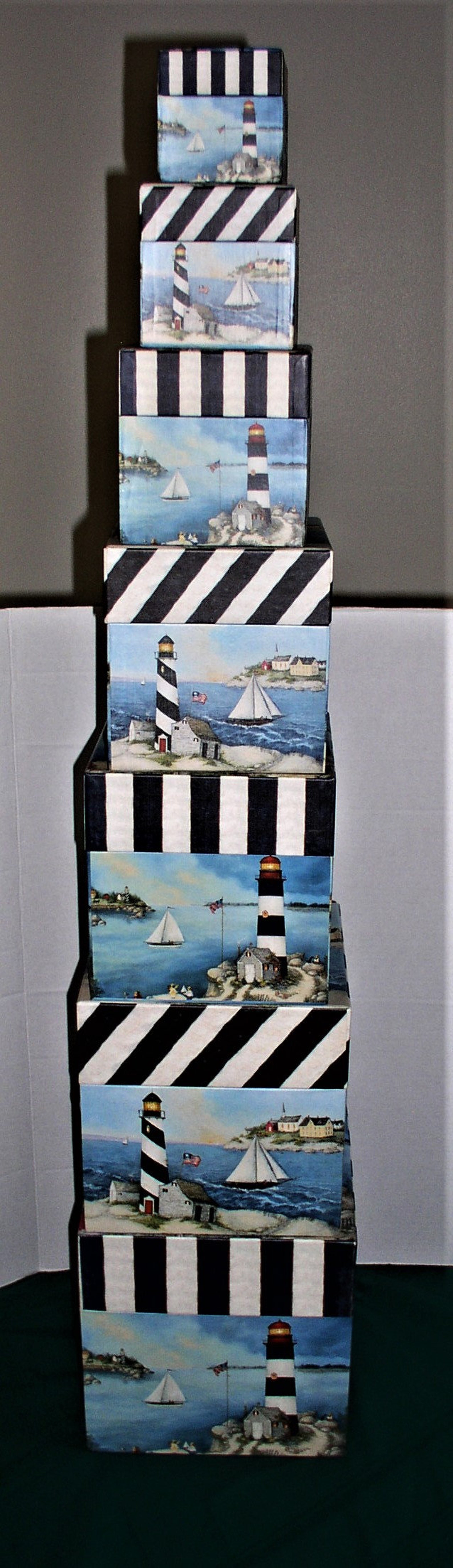 Bobs Boxes 7 Square Nesting Boxes Lighthouse Point Artist Etsy