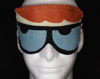 Hand-stitched adult-sized Sleep Masks - Dexter's Laboratory characters - Dexter, Dee Dee, and Mandark.