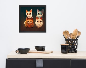 Kittens Framed Print - cat lover, family cat, cat wall decor,kitten, litterbox,tabby cat,kitten art, cats