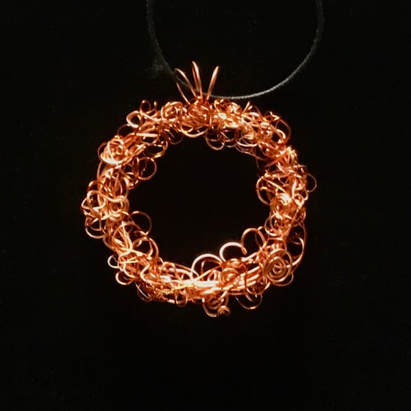 Copper Wire Neckless- In Two-Tone Copper, Twisted Beautifully on a 30 inch Black Waxed Linen Cord- Handcrafted