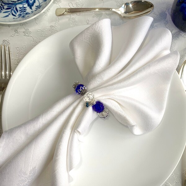 Blue Napkin Ring Etsy