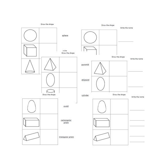 Geometric Solids Worksheets PDF IFIT Montessori Sensorial Etsy