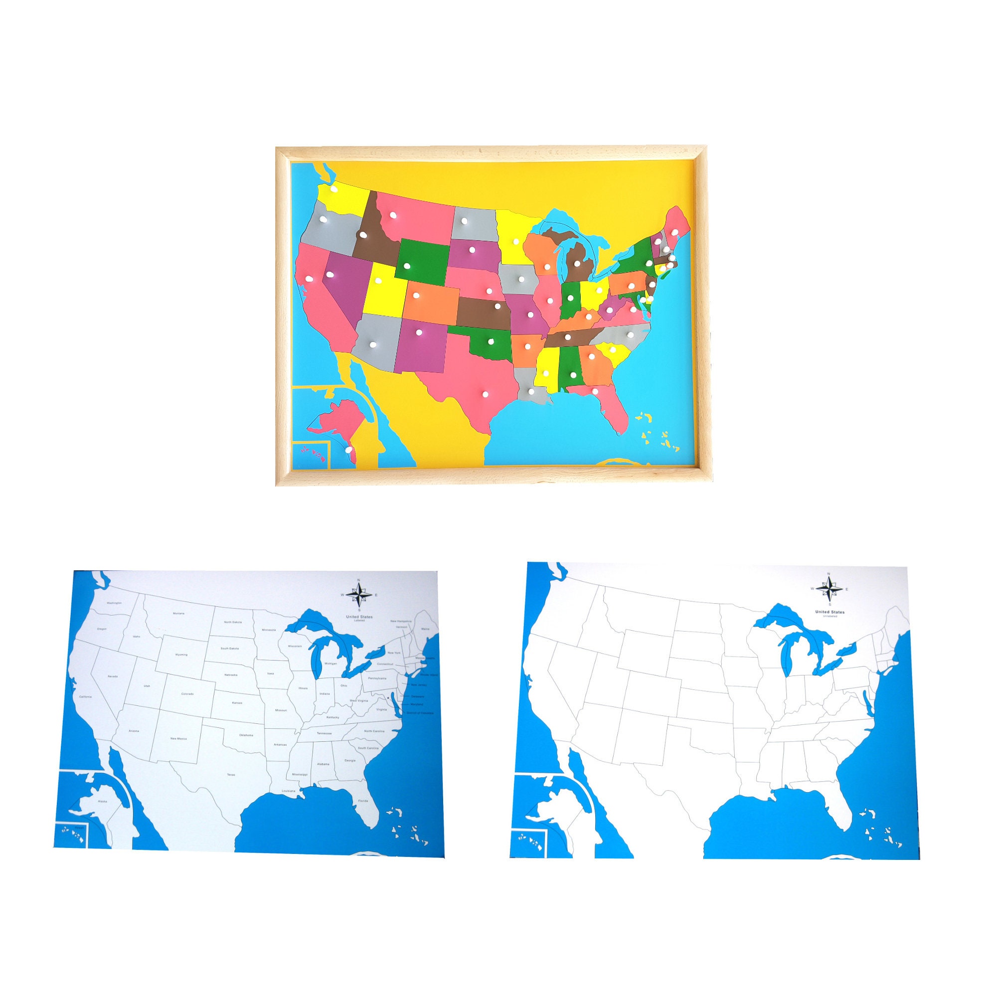 Puzzle Map Of Usa Control Charts Ifit Montessori Geography Etsy