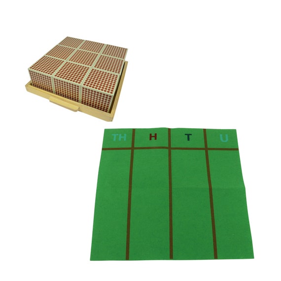 NEW Montessori Mathematics Material Wooden tray for 9 Wooden Thousand Cubes 