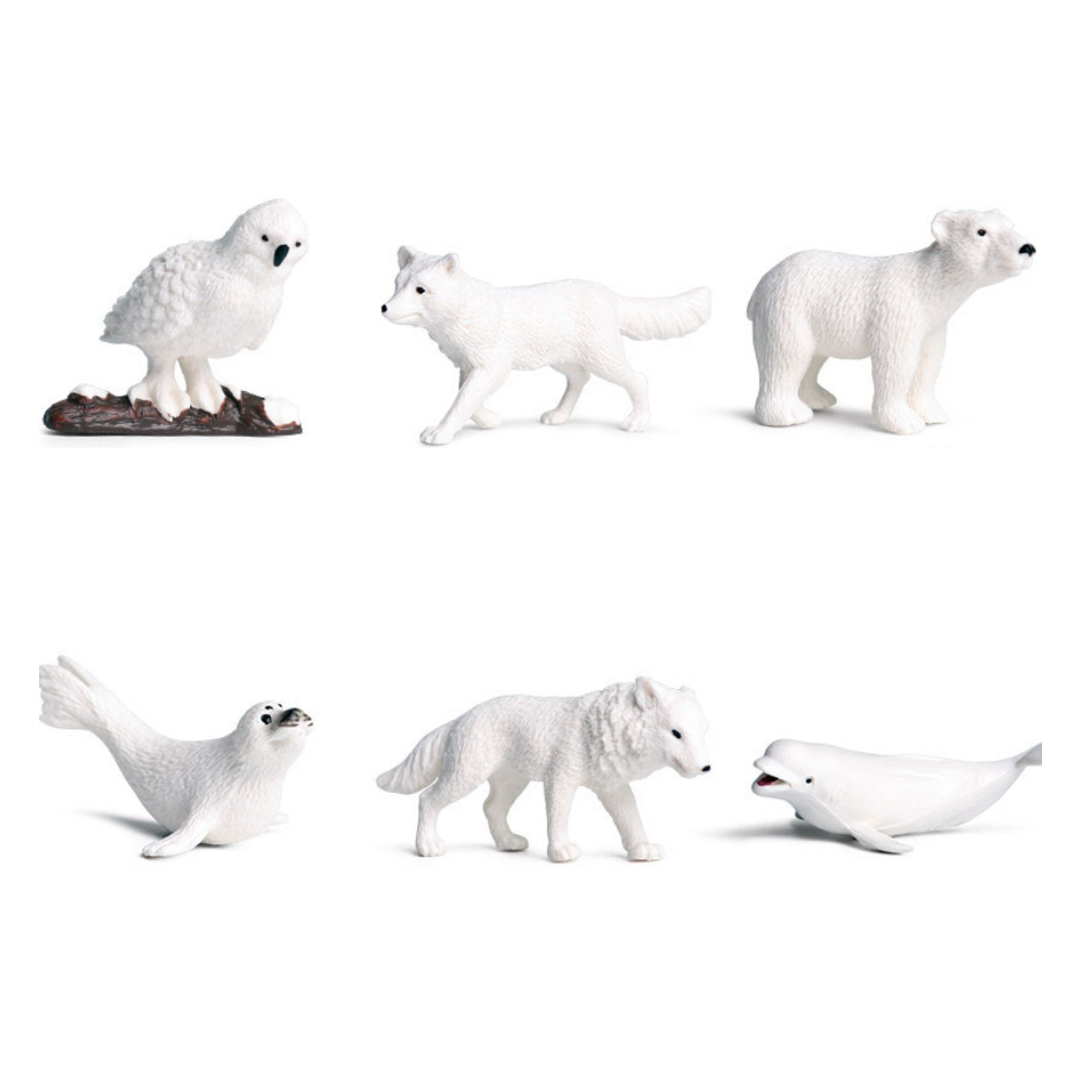 6 Plastic Arctic Animals With Wooden Tray / 6 Arctic Animals Etsy