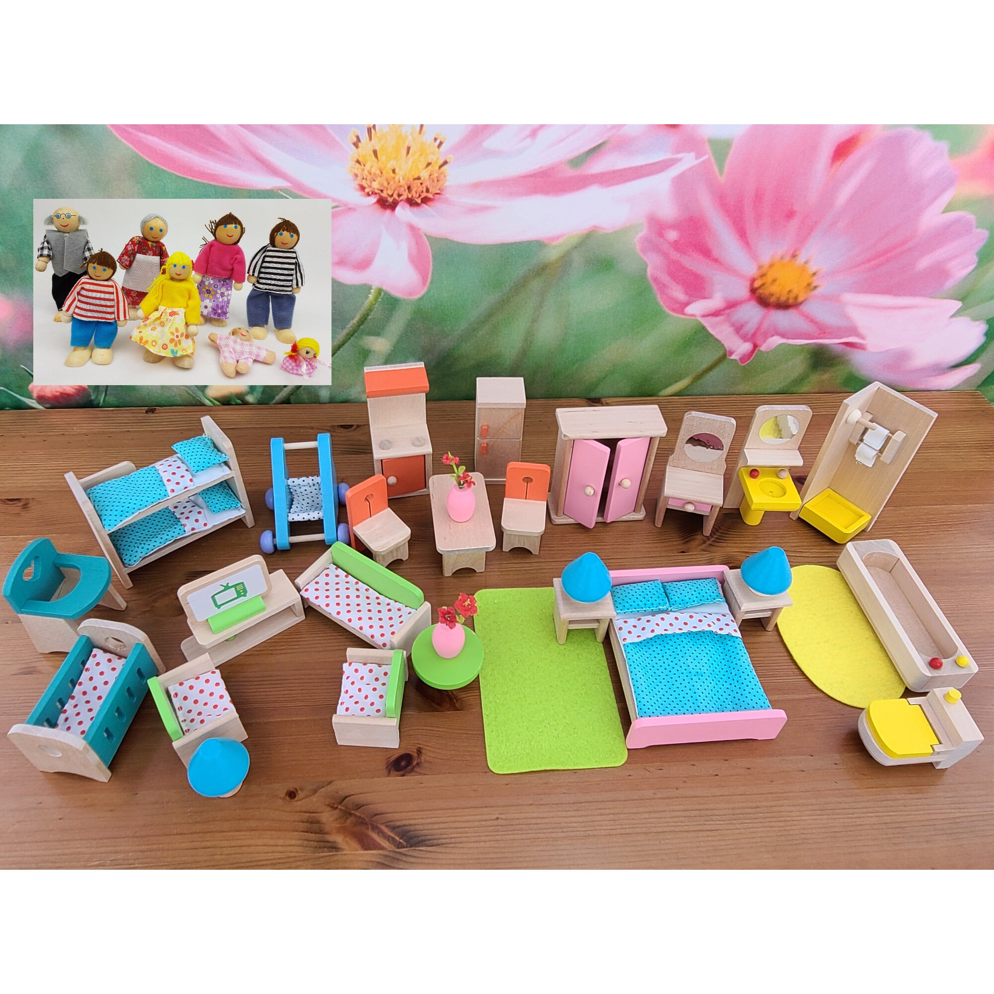 Dollhouse Furniture / Wooden Dolls / Miniature Wood Doll House Etsy