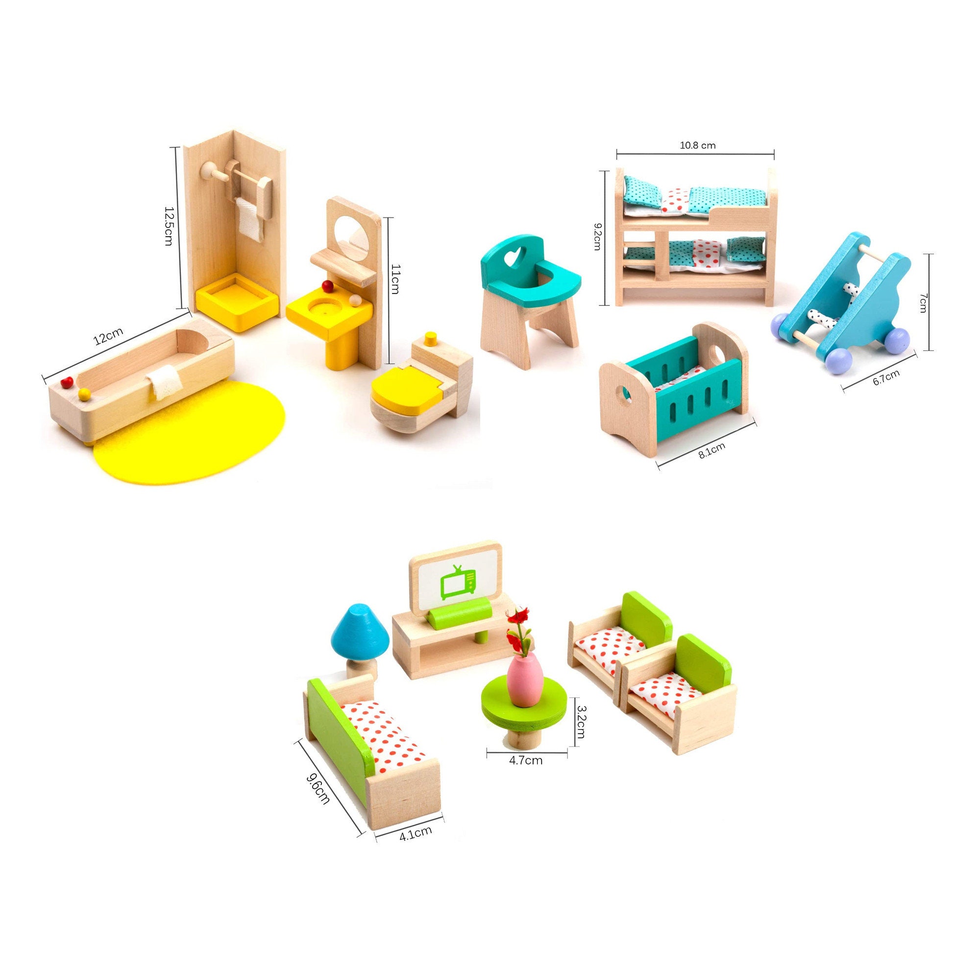 Dollhouse Furniture / Wooden Dolls / Miniature Wood Doll House Etsy