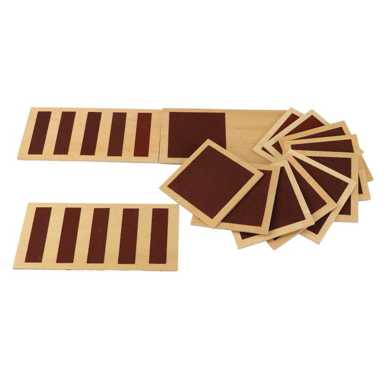 Educational Wooden Toy Rough /& Smooth Touch Boards with Box IFIT Montessori Sensorial Sensory Materials