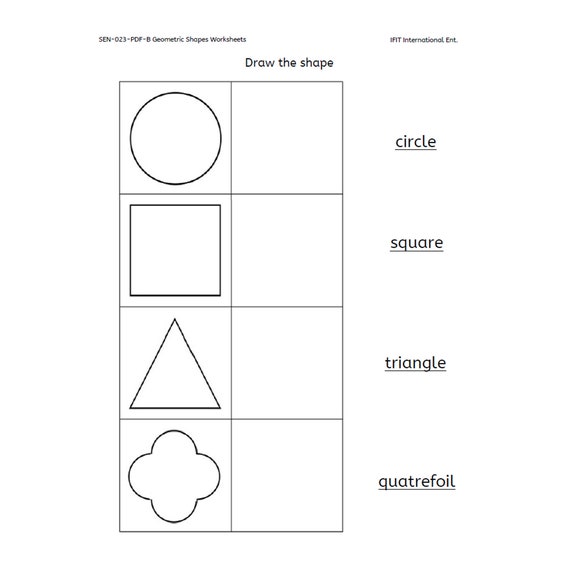 geometric shapes worksheets pdf ifit montessori sensorial etsy