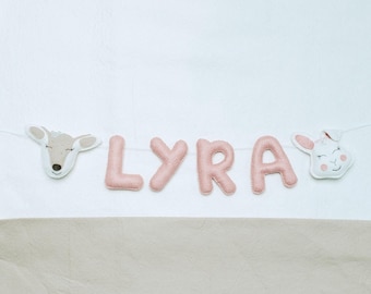Personalized Felt Name Garland: Deer & Bunny Nursery Decor