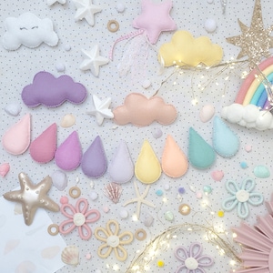 Pastel Raindrop Droplet garland. Rainbow colours. Teardrop bunting for nursery/kids room. Pink purple lilac yellow duck egg blue peach