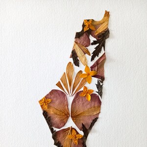 Téléchargement numérique. Fleur pressée Art. A4. Carte de la Palestine
