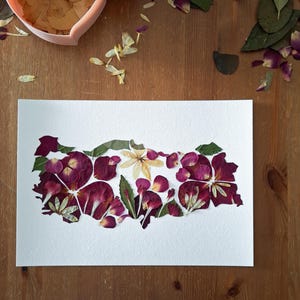 ECHTE gepresste Blumenkunst. Florale Landkarte der Türkei Türkiye. A4 Größe.