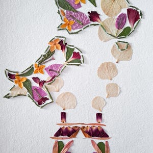 Arte de flores prensadas auténticas. Mapa de Pakistán y Australia. Tamaño A4.